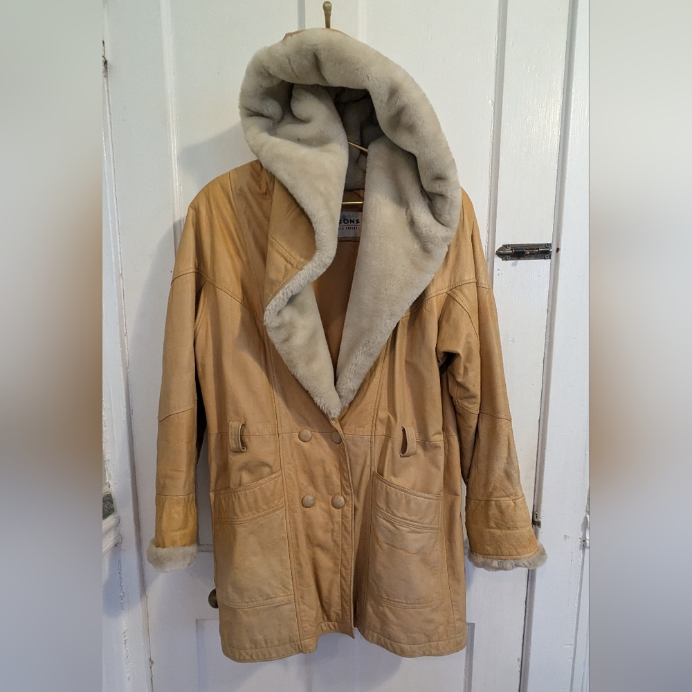 *YARD SALE!* Wilson's Vintage Leather Faux Fur Hooded Jacket